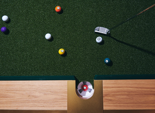 An aerial shot of a game of Putting Pool